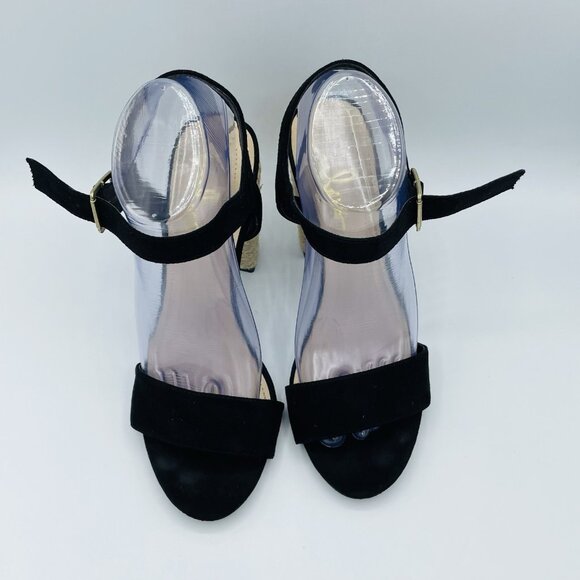 Lulus Shoes Womens Size 8.5 Black High Heels Espadrille Maeve Comfort Sandals - Picture 5 of 12